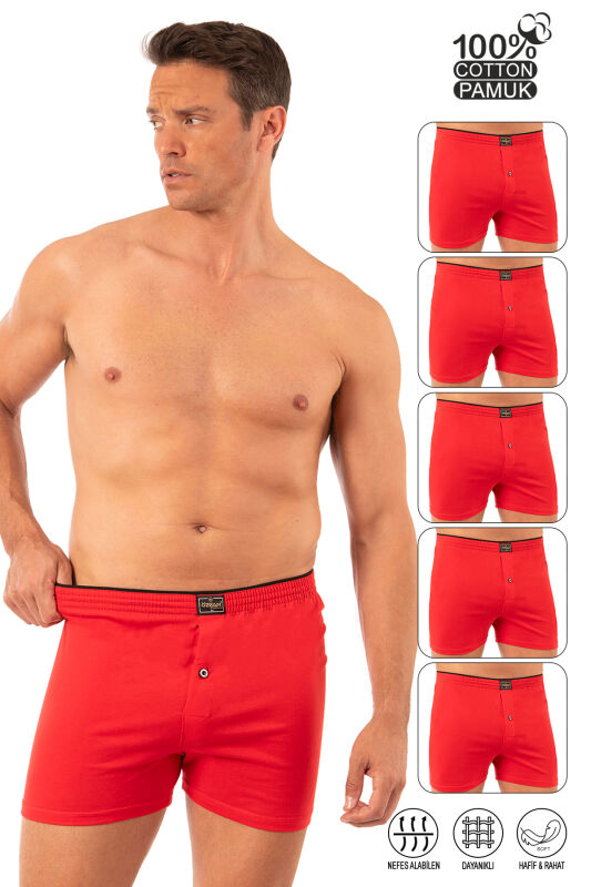 Özkan 0041 5'li Paket Erkek %100 Pamuklu Şardonlu Klasik Rahat Kesim Havlu Bel Süprem Penye Boxer - 16