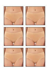 Özkan 6121 6'lı Paket Kadın Pamuklu Likralı Süprem Yüksek Bel Bato Külot - Thumbnail