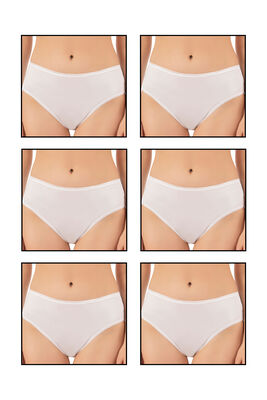 Özkan Underwear - Özkan 6121 6'lı Paket Kadın Pamuklu Likralı Süprem Yüksek Bel Bato Külot
