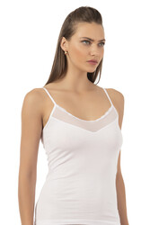 Özkan 20572 6'lı Paket Kadın Pamuklu Tül Detaylı İnce Askılı Atlet - Thumbnail