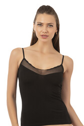 Özkan 20572 6'lı Paket Kadın Pamuklu Tül Detaylı İnce Askılı Atlet - Thumbnail