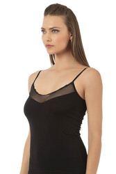 Özkan 20572 6'lı Paket Kadın Pamuklu Tül Detaylı İnce Askılı Atlet - Thumbnail