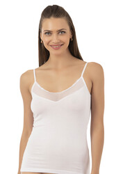 Özkan 20572 6'lı Paket Kadın Pamuklu Tül Detaylı İnce Askılı Atlet - Thumbnail