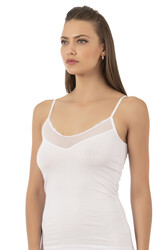 Özkan 20572 6'lı Paket Kadın Pamuklu Tül Detaylı İnce Askılı Atlet - Thumbnail