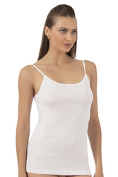 Özkan 0107 6'lı Paket Kadın %100 Pamuklu Ribana Esnek Rahat İp Askılı Örme Atlet - Thumbnail