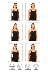 Özkan 0107 6'lı Paket Kadın %100 Pamuklu Ribana Esnek Rahat İp Askılı Örme Atlet - Thumbnail