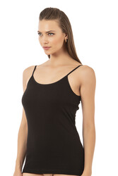 Özkan 0107 6'lı Paket Kadın %100 Pamuklu Ribana Esnek Rahat İp Askılı Örme Atlet - Thumbnail