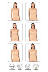 Özkan 0107 6'lı Paket Kadın %100 Pamuklu Ribana Esnek Rahat İp Askılı Örme Atlet - Thumbnail