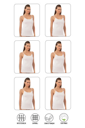 Özkan 0107 6'lı Paket Kadın %100 Pamuklu Ribana Esnek Rahat İp Askılı Örme Atlet