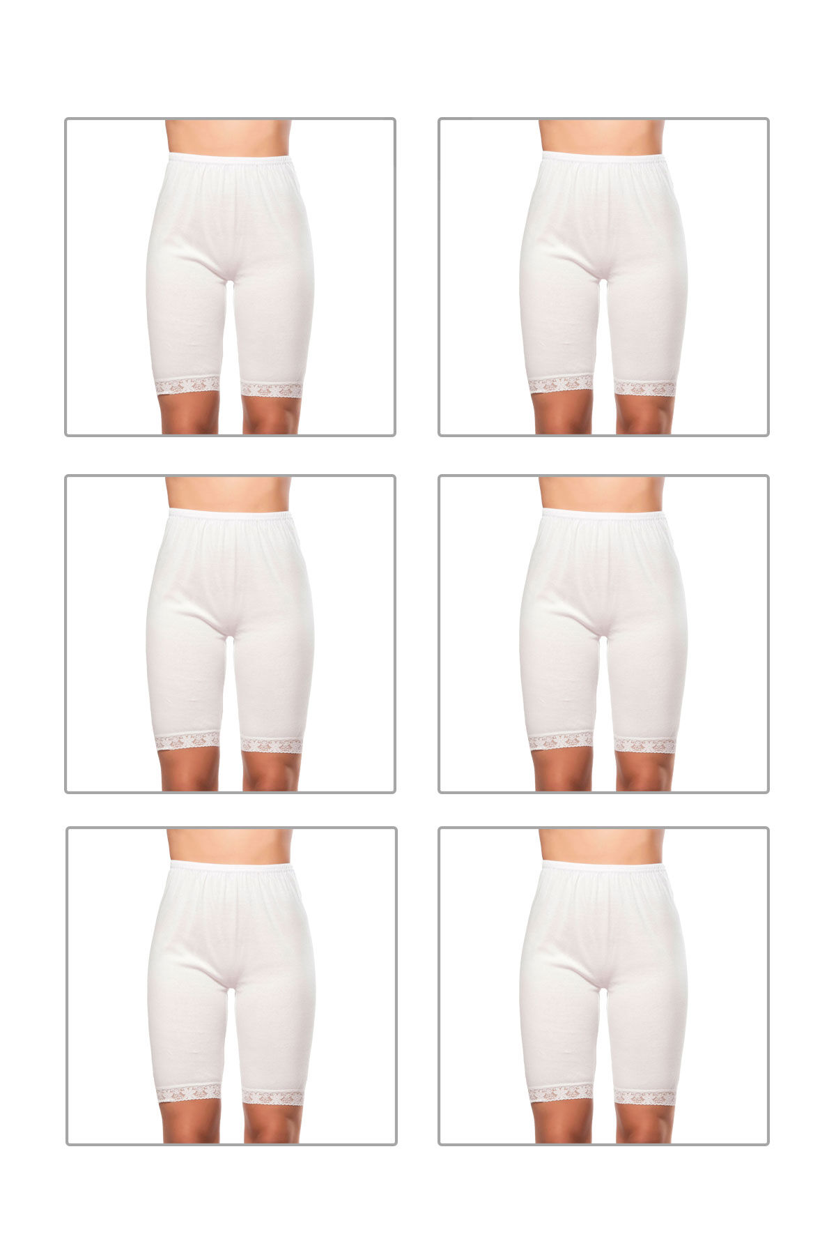 Özkan 0114 6'lı Paket Kadın Pamuklu Ağlı Model Ribana Esnek Rahat Kalıp Yumuşak Paçalı Diz Üstü Kısa Tayt