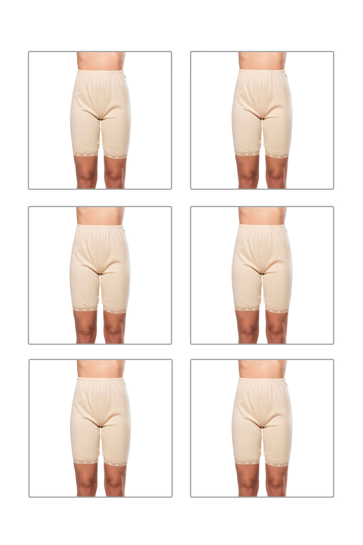 Özkan 0114 6'lı Paket Kadın Pamuklu Ağlı Model Ribana Esnek Rahat Kalıp Yumuşak Paçalı Diz Üstü Kısa Tayt