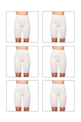 Özkan Underwear - Özkan 0114 6'lı Paket Kadın Pamuklu Ağlı Model Ribana Esnek Rahat Kalıp Yumuşak Paçalı Diz Üstü Kısa Tayt