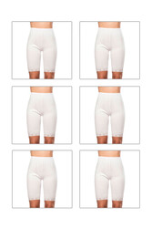 Özkan 0114 6'lı Paket Kadın Pamuklu Ağlı Model Ribana Esnek Rahat Kalıp Yumuşak Paçalı Diz Üstü Kısa Tayt - Thumbnail