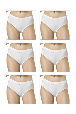 Özkan Underwear - Özkan 0305 6'lı Paket Kadın Ribana Esnek Pamuklu Yüksek Bel Bato Külot