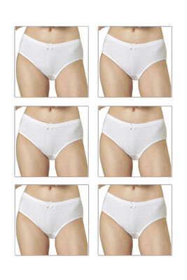 Özkan Underwear - Özkan 0305 6'lı Paket Kadın Ribana Esnek Pamuklu Yüksek Bel Bato Külot
