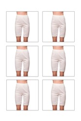 Özkan 0112 6'lı Paket Kadın Pamuklu Ağlı Model Ribana Esnek Rahat Yumuşak Paçalı Diz Üstü Kısa Tayt - Thumbnail