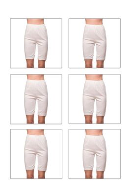 Özkan Underwear - Özkan 0112 6'lı Paket Kadın Pamuklu Ağlı Model Ribana Esnek Rahat Yumuşak Paçalı Diz Üstü Kısa Tayt
