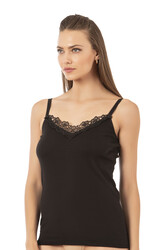 Özkan 0110 6'lı Paket Kadın Ribana %100 Pamuklu Güpürlü Esnek Rahat Ince Askılı Atlet - Thumbnail