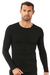 Özkan 0266 6'lı Paket Erkek Penye Likralı Pamuklu Yuvarlak Yaka Uzun Kol Tişört Fanila - Thumbnail