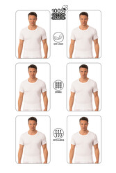 Özkan 0059 6'lı Paket Erkek %100 Pamuklu Süprem Kumaş Açık Yaka Yarım Kol Atlet Fanila - Thumbnail