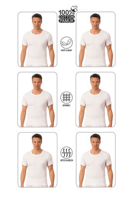 Özkan Underwear - Özkan 0059 6'lı Paket Erkek %100 Pamuklu Süprem Kumaş Açık Yaka Yarım Kol Atlet Fanila