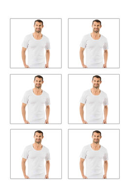 Özkan Underwear - Özkan 0115 6'lı Paket Erkek %100 Pamuk Ribana Kumaş Esnek Rahat Geniş Yaka Kısa Kollu Fanila Atlet