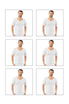 Özkan Underwear - Özkan 0115 6'lı Paket Erkek %100 Pamuk Ribana Kumaş Esnek Rahat Geniş Yaka Kısa Kollu Fanila Atlet