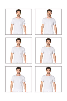 Özkan Underwear - Özkan 0116 6'lı Paket Erkek Ribana Esnek Rahat Kapalı Yaka Yarım Kol Atlet Fanila