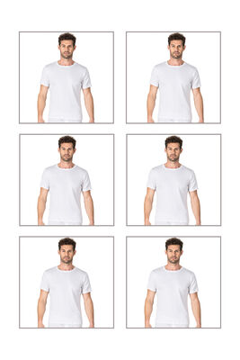 Özkan Underwear - Özkan 0116 6'lı Paket Erkek Ribana Esnek Rahat Kapalı Yaka Yarım Kol Atlet Fanila