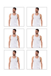 Özkan 0058 6'lı Paket Erkek %100 Pamuklu Ribana Esnek Rahat Sırtı Çapraz Sporcu Rambo Kalın Askılı Atlet - Thumbnail