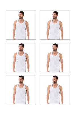 Özkan Underwear - Özkan 0058 6'lı Paket Erkek %100 Pamuklu Ribana Esnek Rahat Sırtı Çapraz Sporcu Rambo Kalın Askılı Atlet