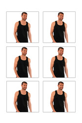 Özkan 0058 6'lı Paket Erkek %100 Pamuklu Ribana Esnek Rahat Sırtı Çapraz Sporcu Rambo Kalın Askılı Atlet - Thumbnail