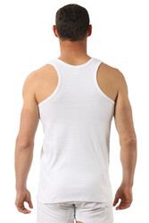 Özkan 0058 6'lı Paket Erkek %100 Pamuklu Ribana Esnek Rahat Sırtı Çapraz Sporcu Rambo Kalın Askılı Atlet - Thumbnail