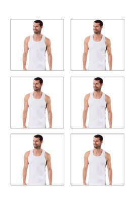 Özkan Underwear - Özkan 0058 6'lı Paket Erkek %100 Pamuklu Ribana Esnek Rahat Sırtı Çapraz Sporcu Rambo Kalın Askılı Atlet