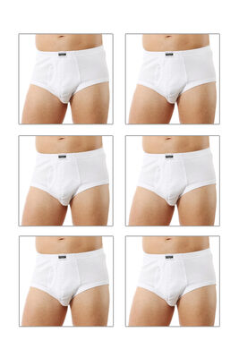 Özkan Underwear - Özkan 0117 6'lı Paket Erkek Pamuklu Ribana Torbalı Esnek Yumuşak Rahat Slip Külot