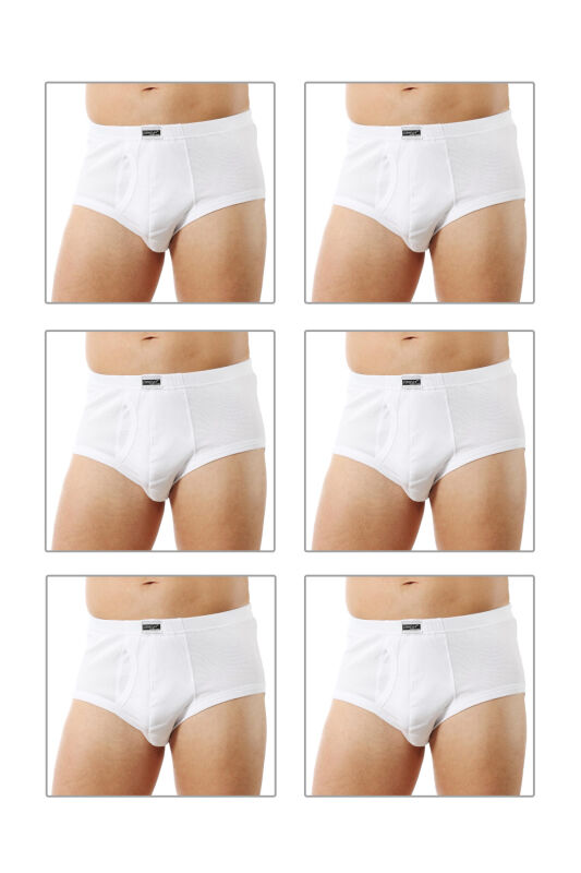 Özkan 0117 6'lı Paket Erkek Pamuklu Ribana Torbalı Esnek Yumuşak Rahat Slip Külot - 1