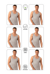 Özkan Underwear Özkan 0050 6'lı Paket Erkek %100 Pamuklu Penye Süprem Kalın Askılı Atlet - Thumbnail