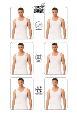 Özkan Underwear - Özkan Underwear Özkan 0050 6'lı Paket Erkek %100 Pamuklu Penye Süprem Kalın Askılı Atlet