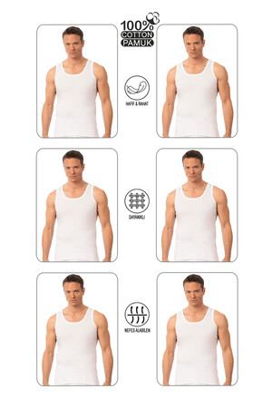 Özkan Underwear Özkan 0050 6'lı Paket Erkek %100 Pamuklu Penye Süprem Kalın Askılı Atlet