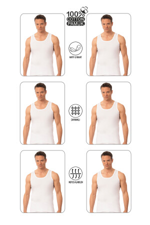 Özkan Underwear Özkan 0050 6'lı Paket Erkek %100 Pamuklu Penye Süprem Kalın Askılı Atlet