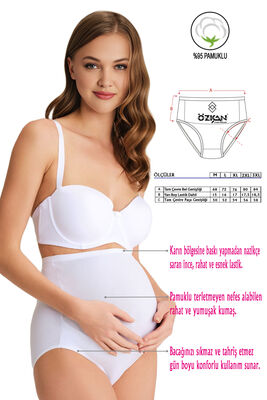 Özkan Underwear - Özkan 23582 Kadın Pamuklu Likralı Yumuşak Esnek Süprem Hamile Lohusa Yüksek Bel Bato Külot (1)