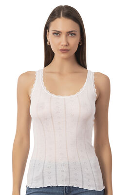 Özkan Underwear - Özkan 23493 Kadın Transferli Ribana Esnek Yumuşak Kalın Askılı Atlet