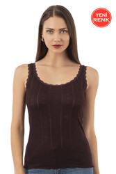 Özkan 23493 Kadın Transferli Ribana Esnek Yumuşak Kalın Askılı Atlet - Thumbnail