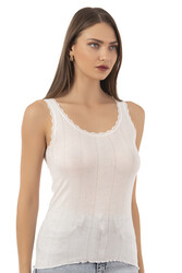 Özkan 23493 Kadın Transferli Ribana Esnek Yumuşak Kalın Askılı Atlet - Thumbnail