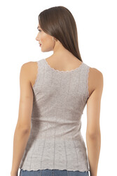 Özkan 23493 Kadın Transferli Ribana Esnek Yumuşak Kalın Askılı Atlet - Thumbnail