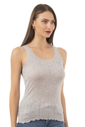 Özkan 23493 Kadın Transferli Ribana Esnek Yumuşak Kalın Askılı Atlet - Thumbnail