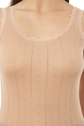 Özkan 23493 Kadın Transferli Ribana Esnek Yumuşak Kalın Askılı Atlet - Thumbnail