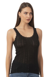 Özkan 23493 Kadın Transferli Ribana Esnek Yumuşak Kalın Askılı Atlet - Thumbnail