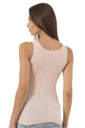 Özkan 23493 Kadın Transferli Ribana Esnek Yumuşak Kalın Askılı Atlet - Thumbnail