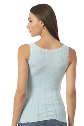 Özkan 23493 Kadın Transferli Ribana Esnek Yumuşak Kalın Askılı Atlet - Thumbnail